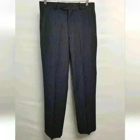 Men's Alfani Slim Fit Navy Stripe Stretch Fabric Flat Front Sz 30X32 $135.00 - Picture 1 of 9
